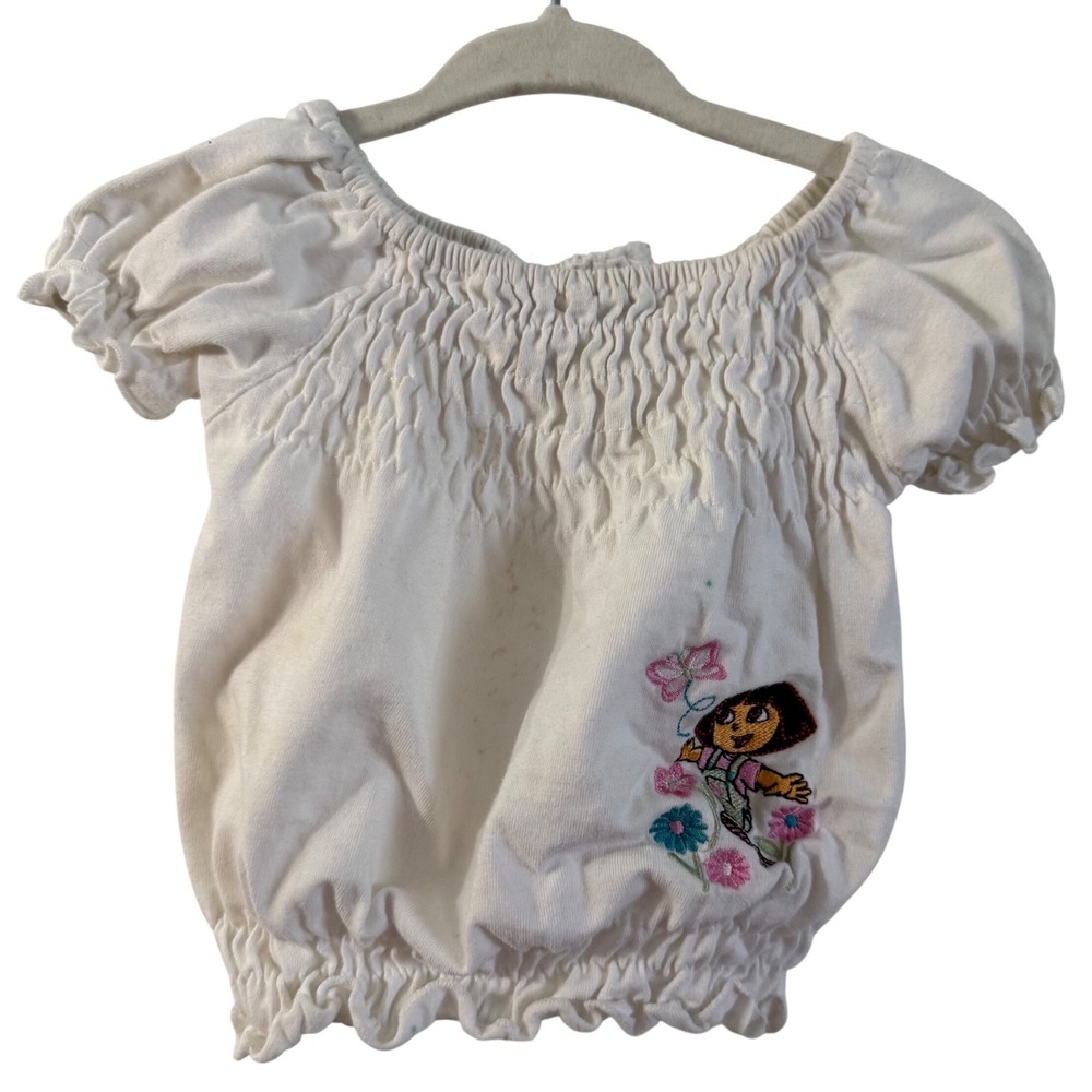 Vintage Y2K Nickelodeon nick jr Dora the Explorer ruffle 12 month girls shirt